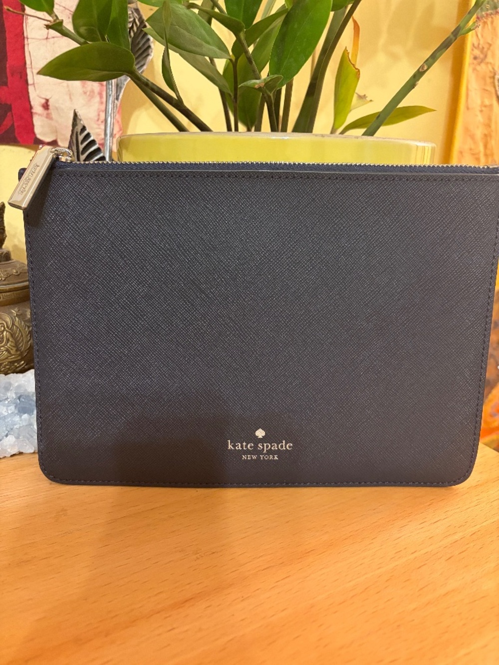NWOT Kate Spade Navy Blue Saffiano Leather Clutch Purse Pouch Bag Travel Formal